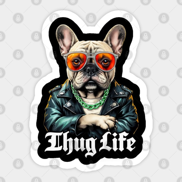 Thug Life Pug: Urban Cool Pug Boss Sticker by Steve